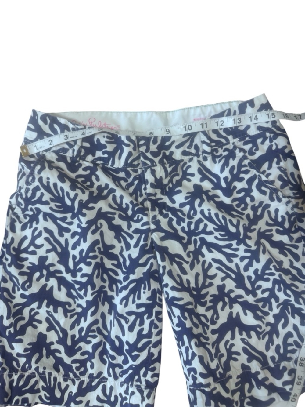 Lilly Pulitzer Navy and White Coral-Print Bermuda Shorts - Picture 5 of 8